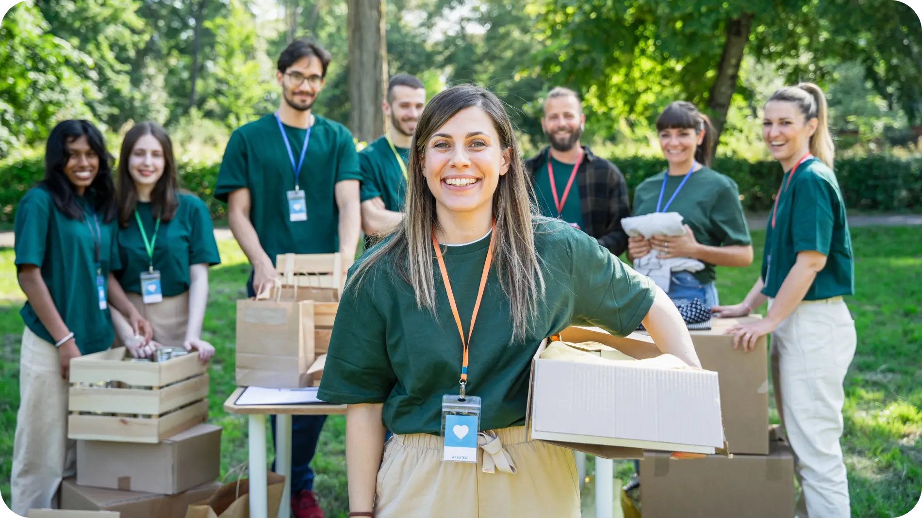Volunteers smiling in group