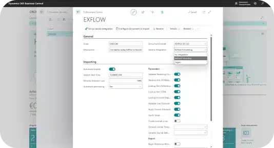 Screenshot of ExFlow E-invoicing for Dynamics 365 Business Central.